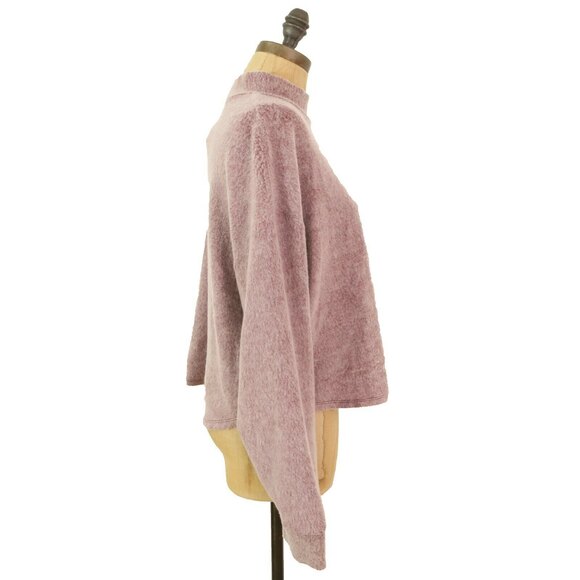 Socialite Mock Neck Pullover Top Size M Crop Brushed Wine NWT  B32 - Picture 4 of 6